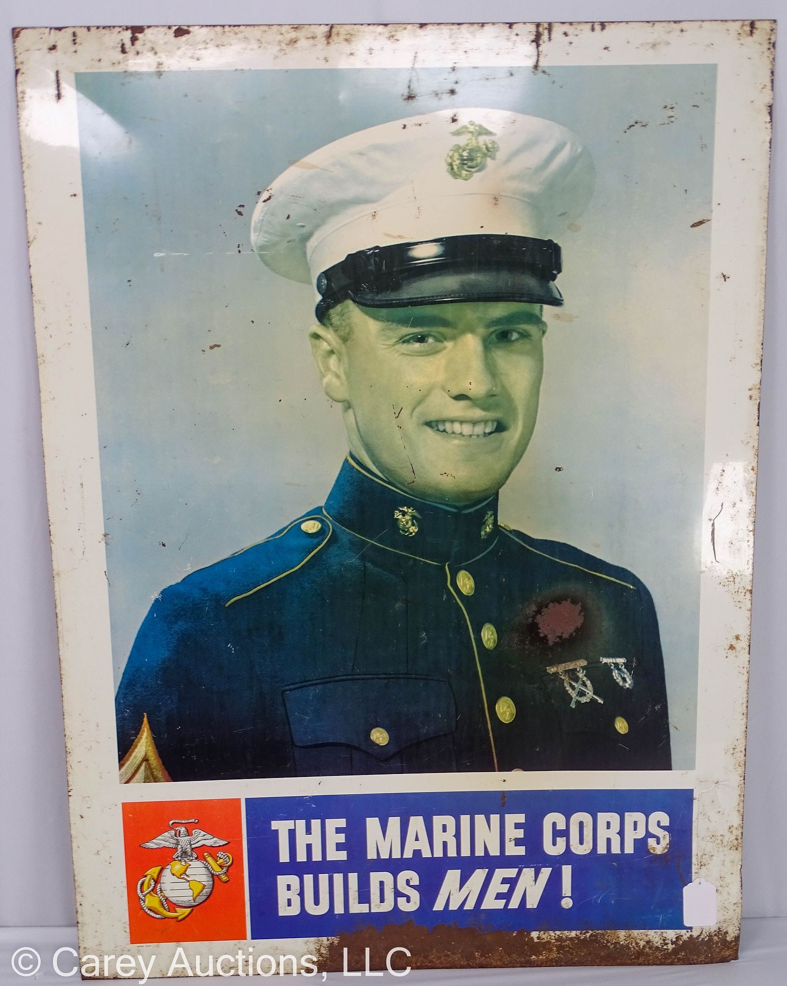 MARINE CORPS RECRUITING DOUBLE SIDED TIN SIGN (1 of 6)