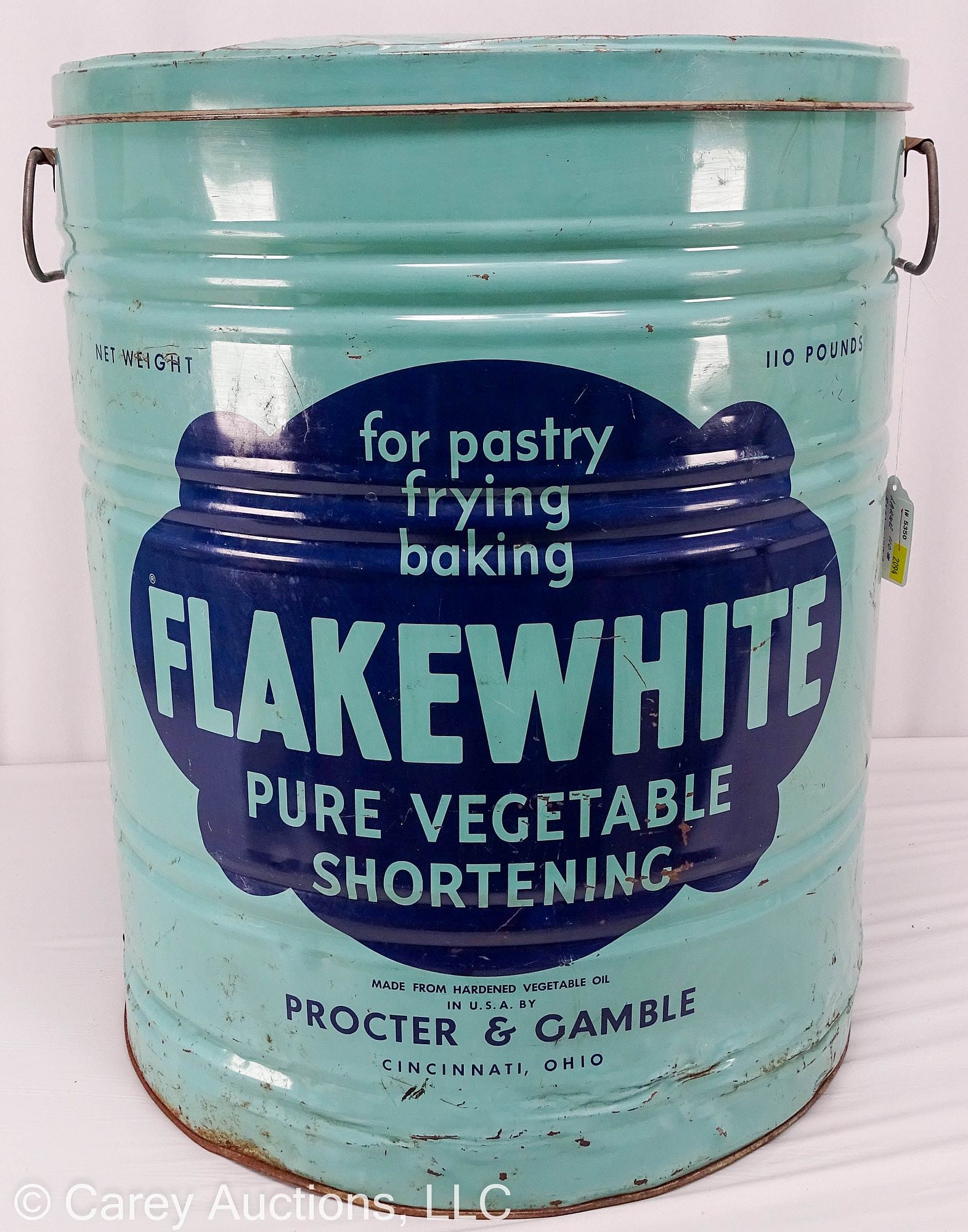 LARGE 110 POUND FLAKE WHITE SHORTENING TIN (1 of 8)