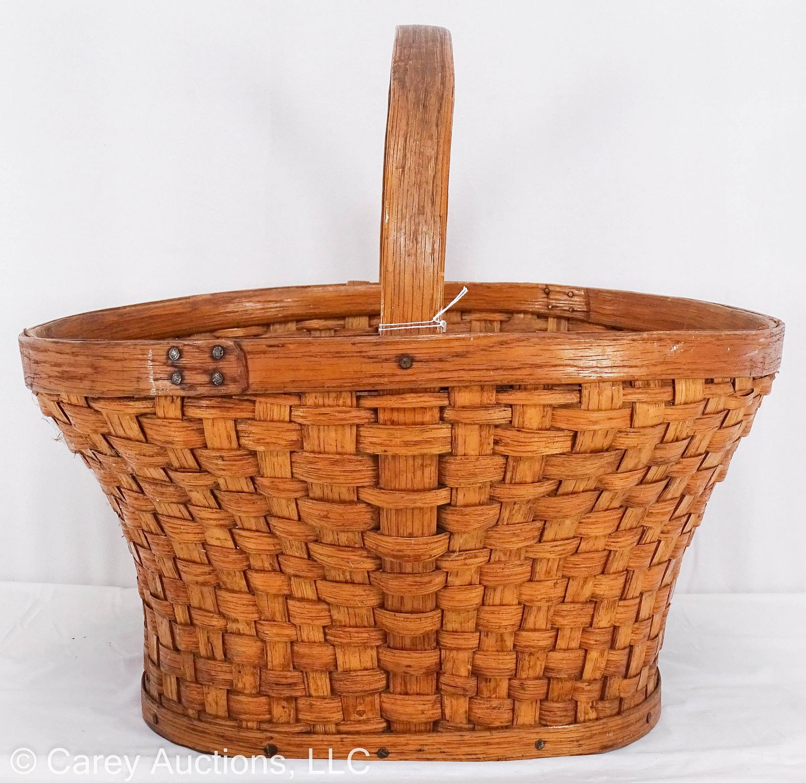ANTIQUE WOVEN SPLINT OAK GATHERING BASKET (1 of 8)
