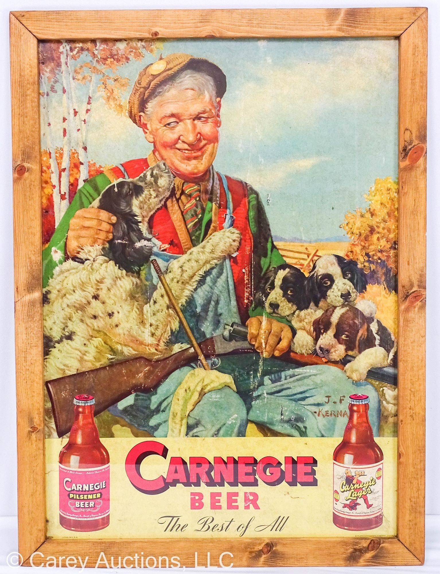 CARNEGIE BEER JF KERNA HUNTING ADVERTISING SIGN (1 of 9)