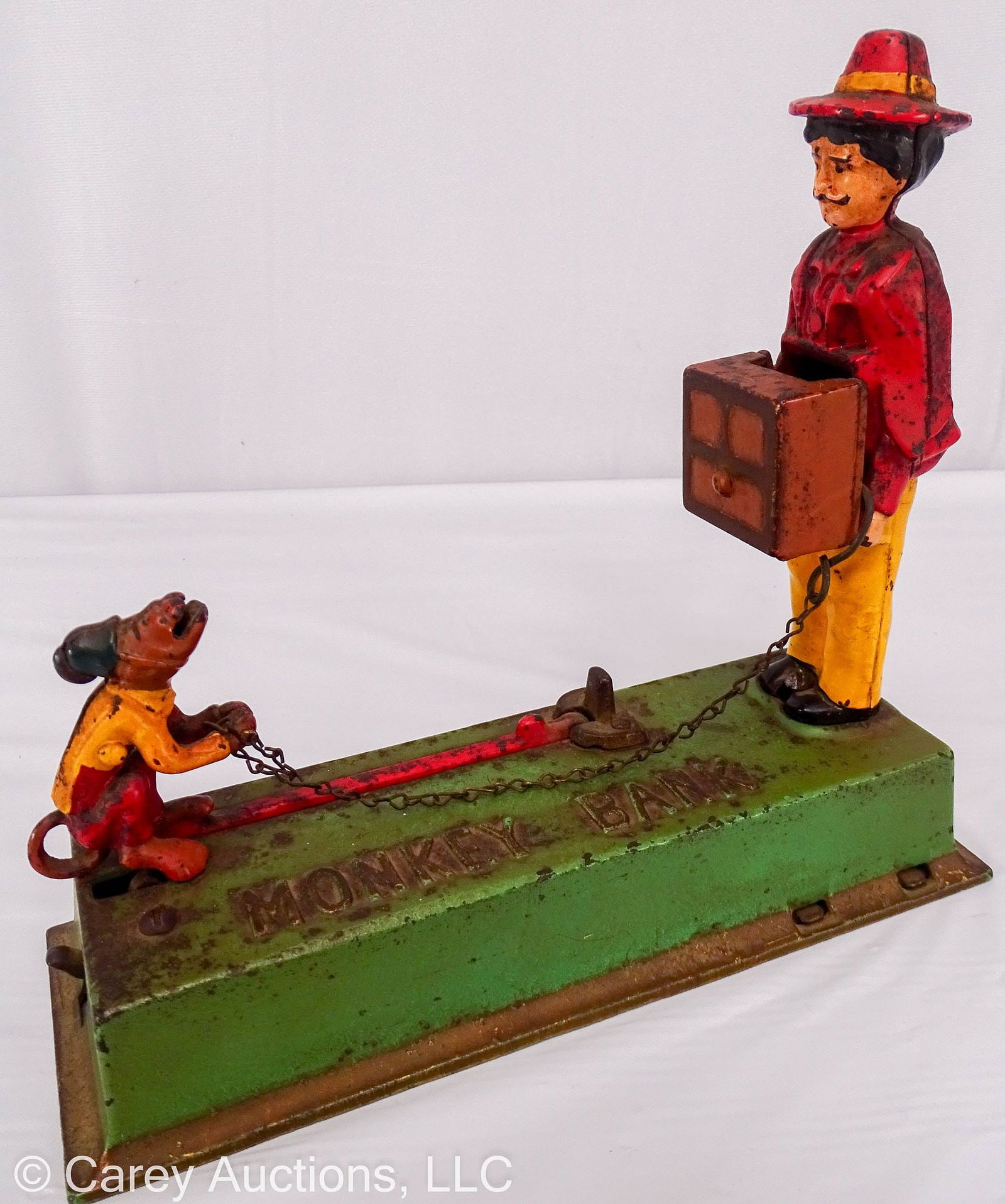 HUBLEY CAST IRON 1933 MONKEY MECHANICAL BANK (1 of 8)