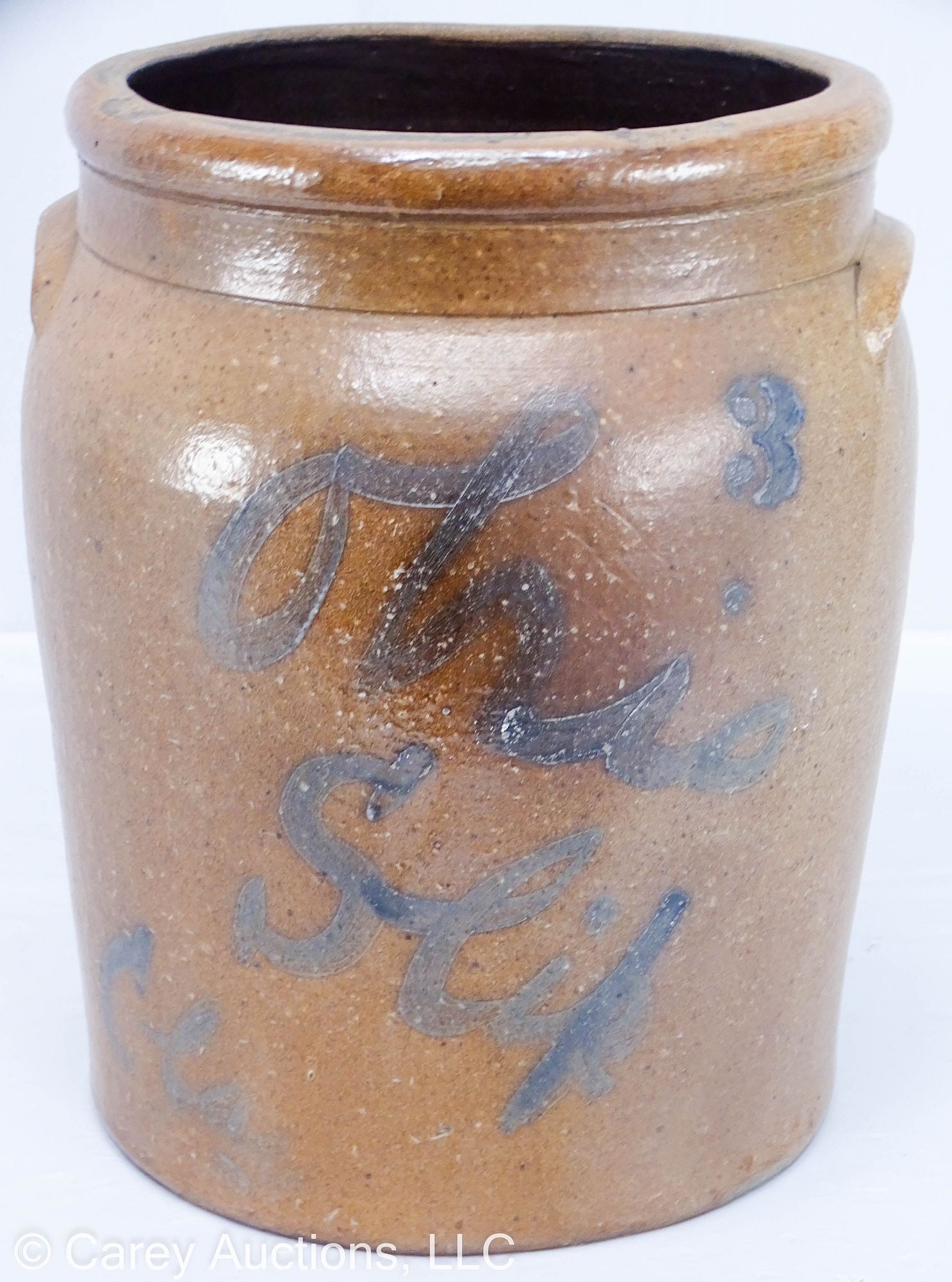 3 GALLON BLUE OHIO SLIP CLAY STONEWARE CROCK (1 of 10)