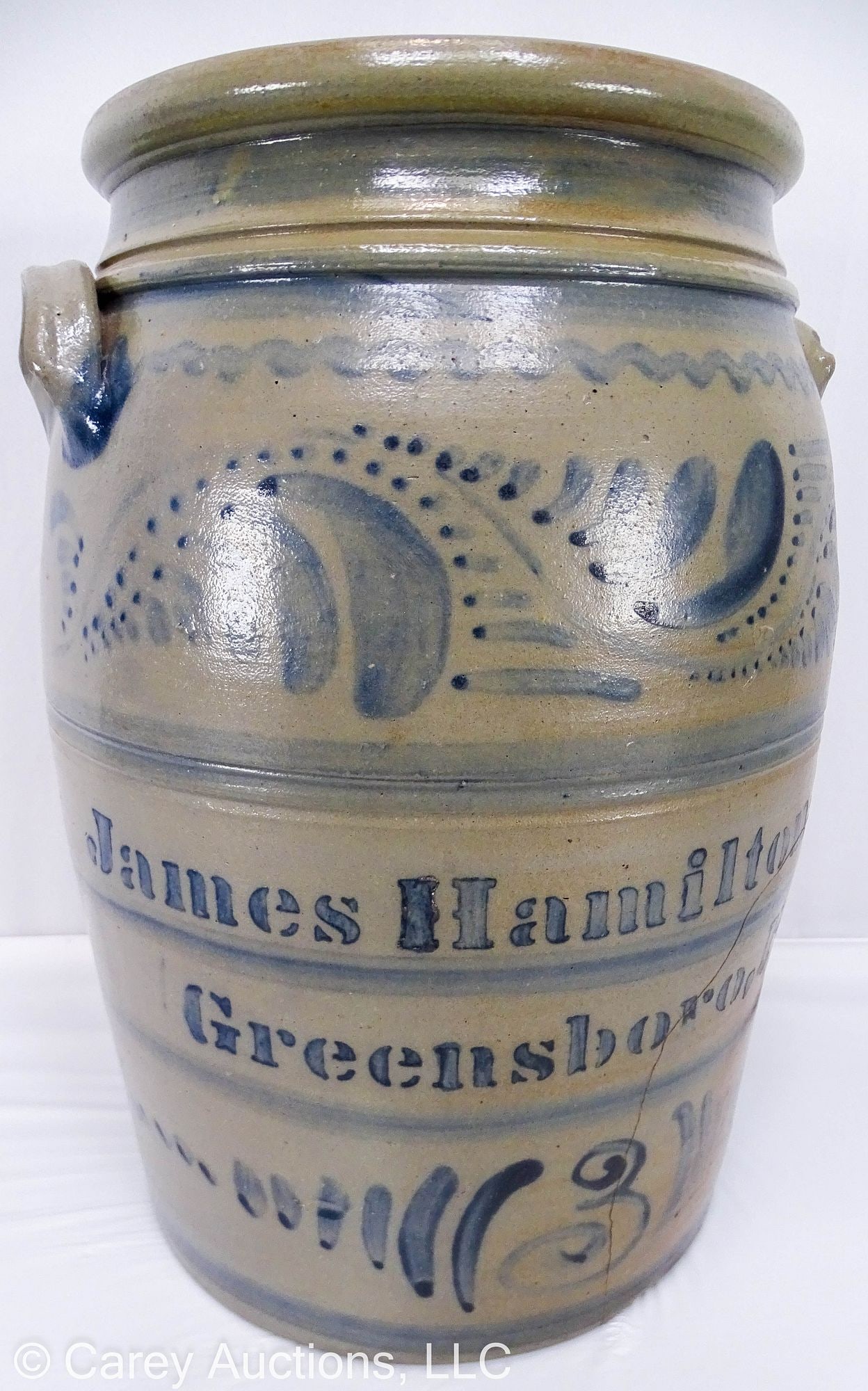 EXUBERANTLY DECORATED 3 GALLON JAMES HAMILTON STONEWARE CROCK (1 of 11)