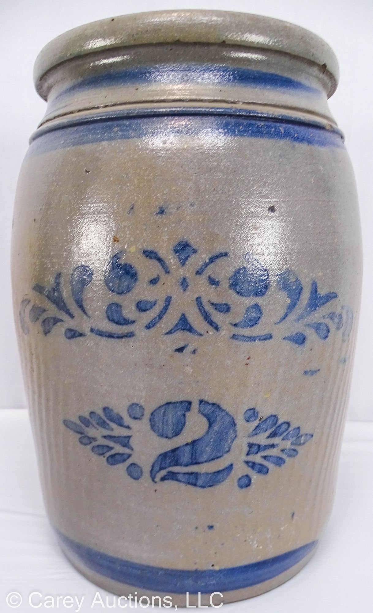 2 GALLON WESTERN PA STENCILD & FREEHAND COBALT DECORATED CROCK (1 of 6)