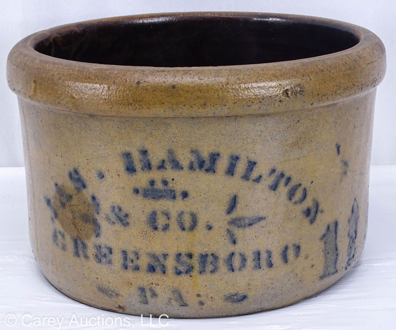 1.5 GALLON HAMILTON GREENSBORO PA STONEWARE CAKE CROCK (1 of 7)