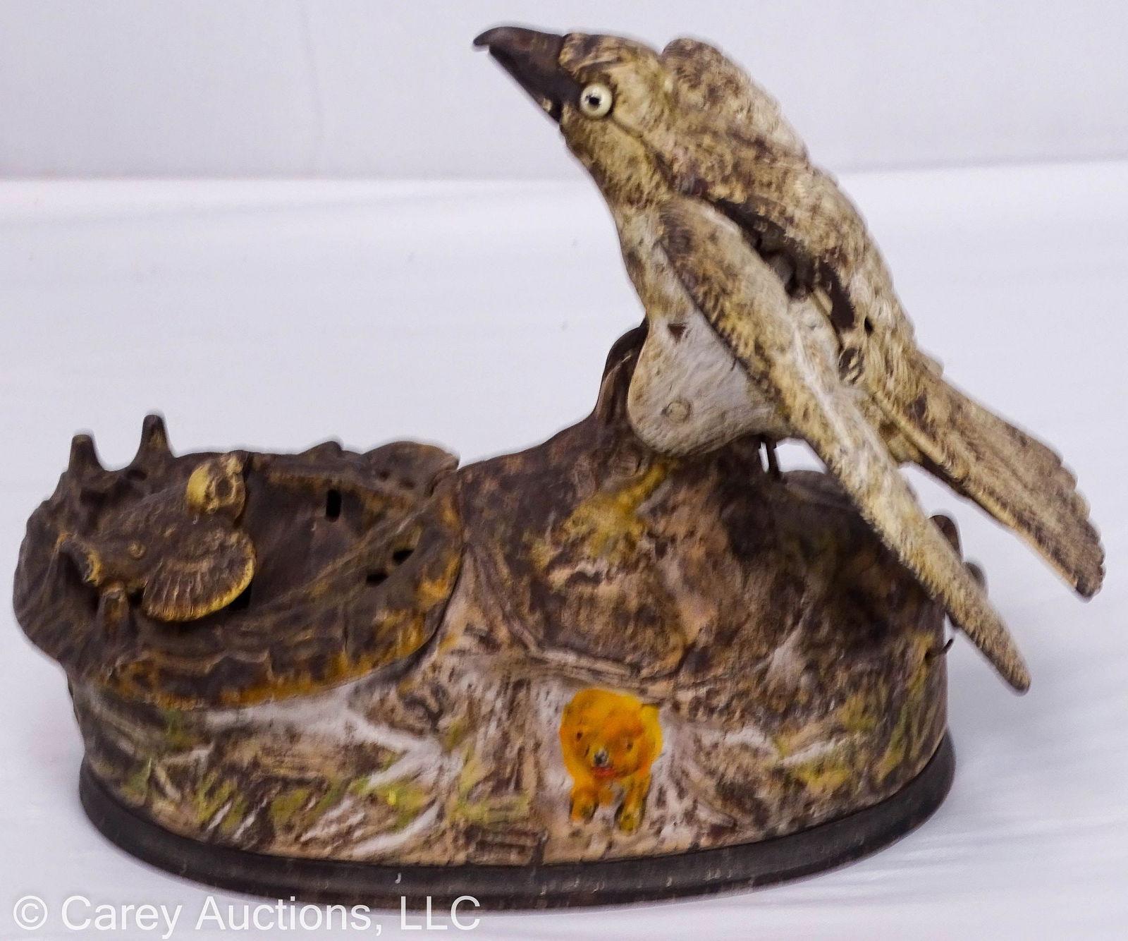 JE STEVENS EAGLE & EAGLETS CAST IRON MECHANICAL BANK 1883 (1 of 7)