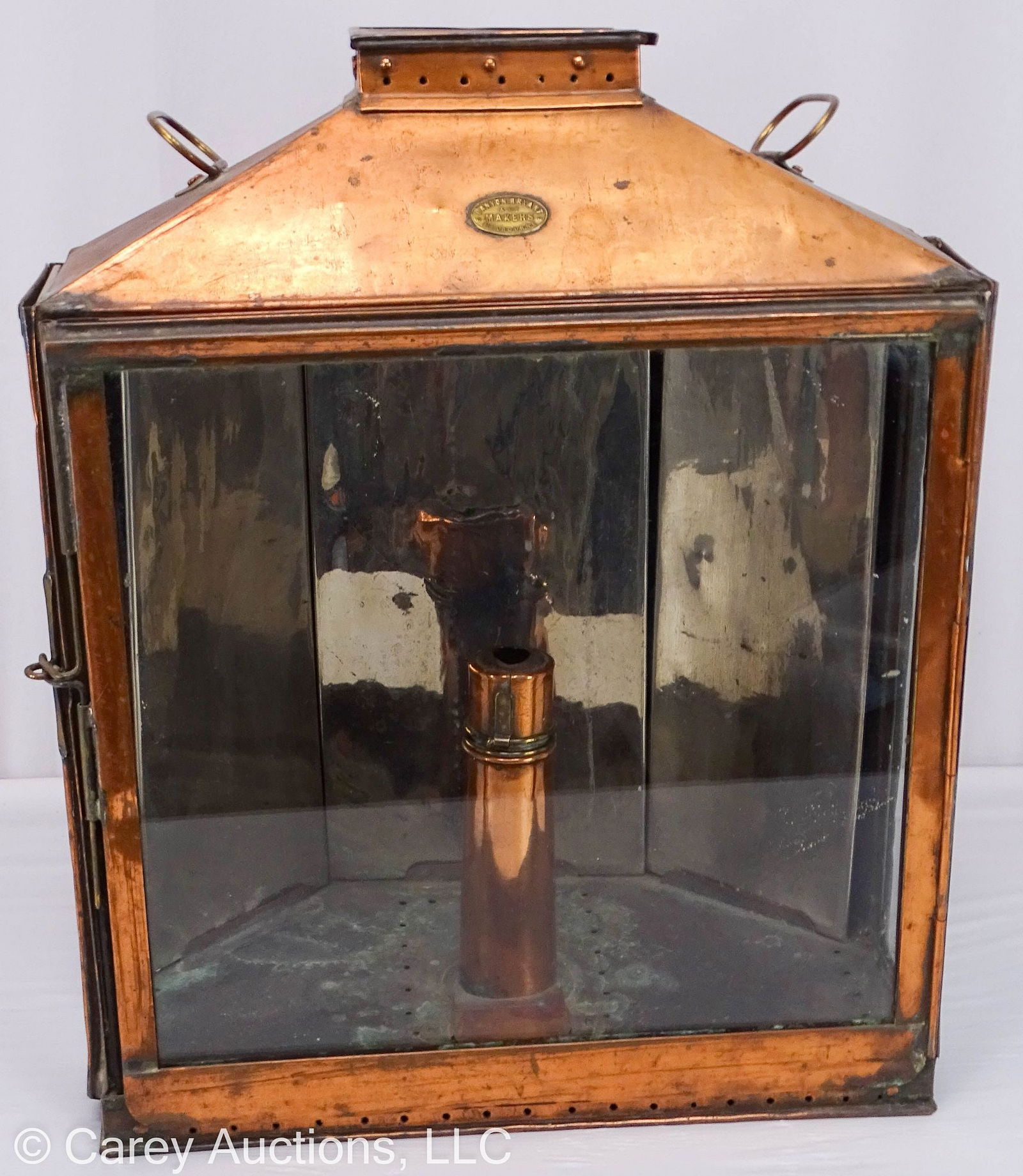 19th CENTURY COPPER SHIP'S CANDLE LIGHT LANYON BRYANT (1 of 8)