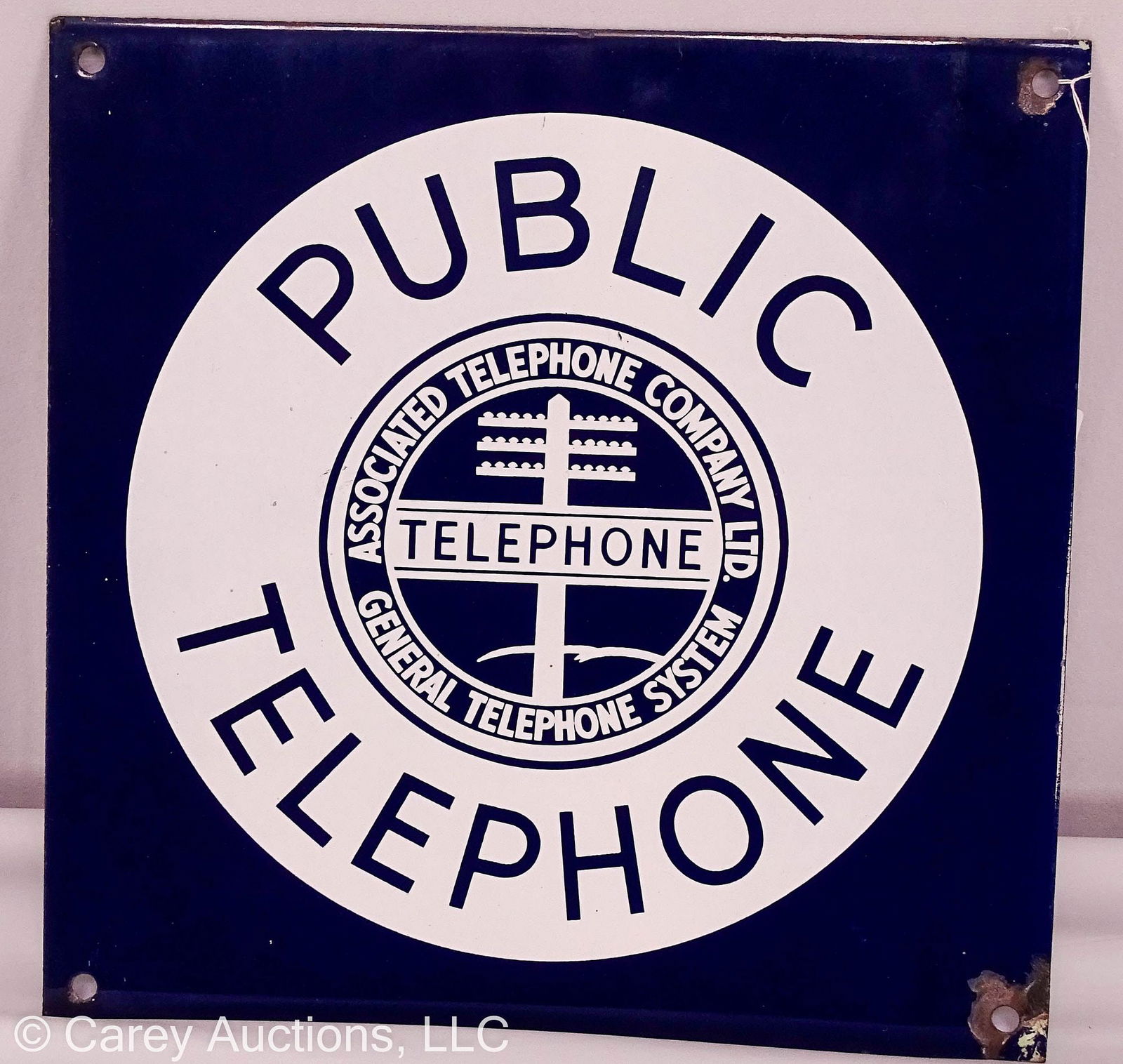ASSOCIATED TELPHONE COMPANY PUBLIC TELEPHONE PORCELAIN SIGN (1 of 7)