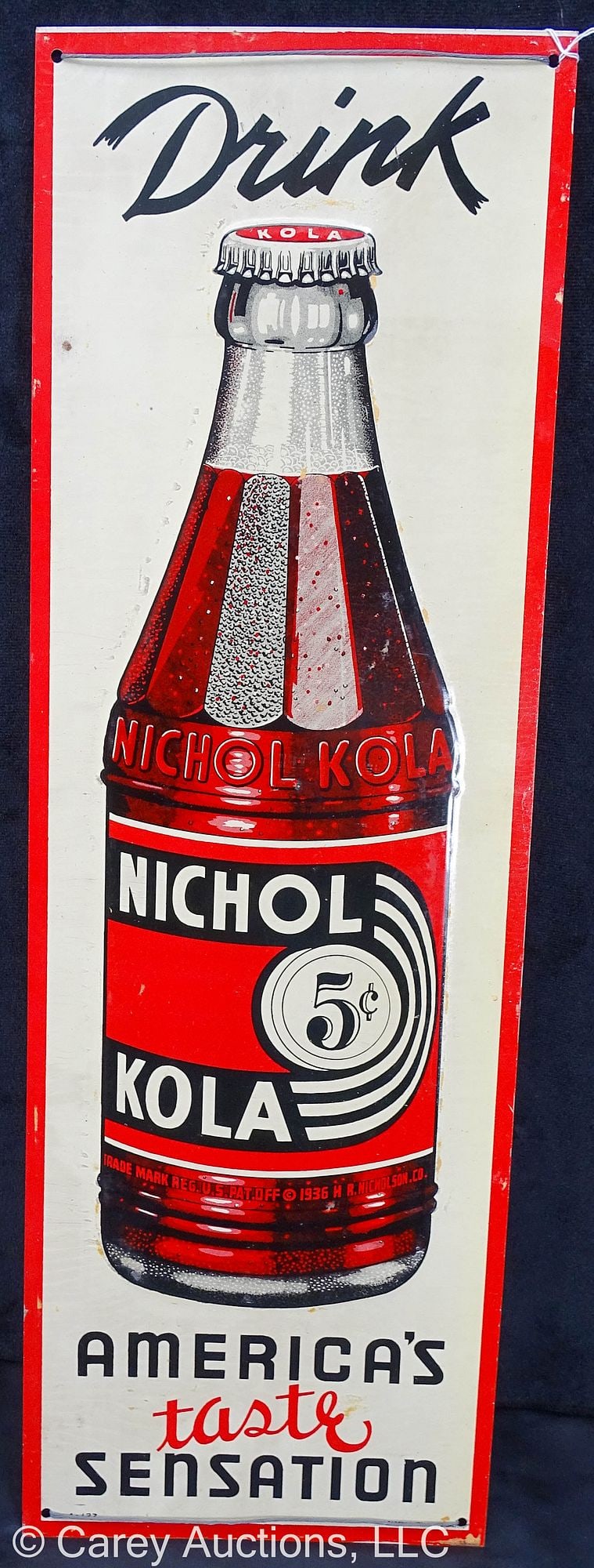 DRINK NICHOL KOLA EMBOSSED TIN SIGN (1 of 5)
