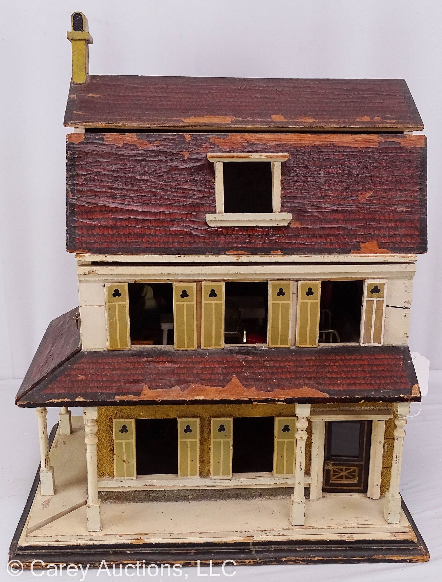 GERMAN MADE WOODEN PAPER LITH DOLL HOUSE AND CONTENTS (1 of 9)