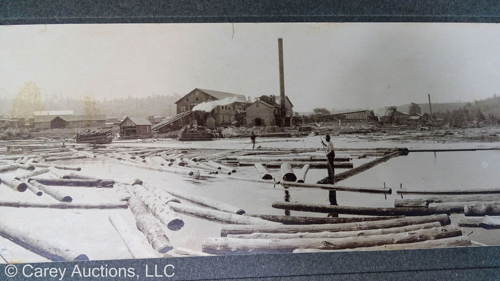 (7) 19th CENTURY PHOTOS OF PORTLAND MILLS PA LUMBER MILL TOWN: (7) Large cabinet card style photos of Portland Mills PA showing the Kindling-Wood Lumber Mill and Town Scenes; Most have captions written on back; Photographer unknown; // Measures: Photo size - 3.5&