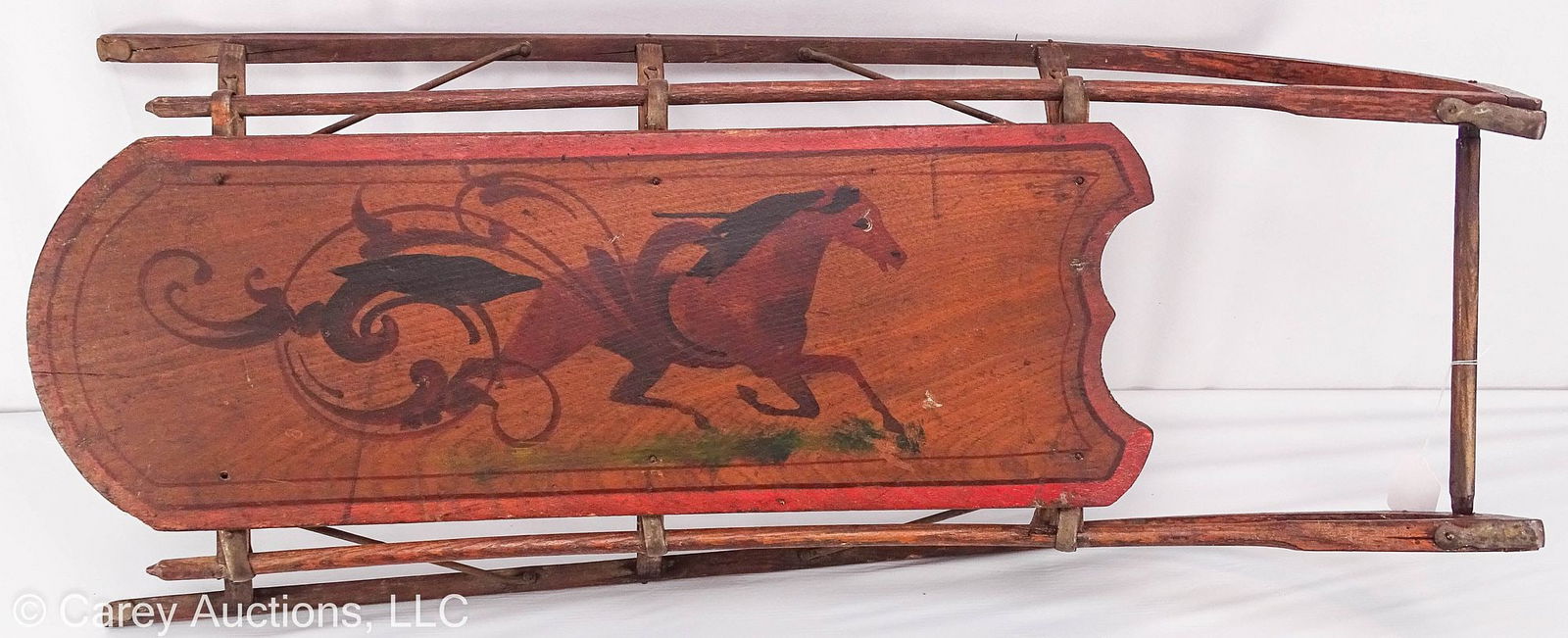 PAINT DECORATED 19th CENTURY WOODEN SLED (1 of 8)