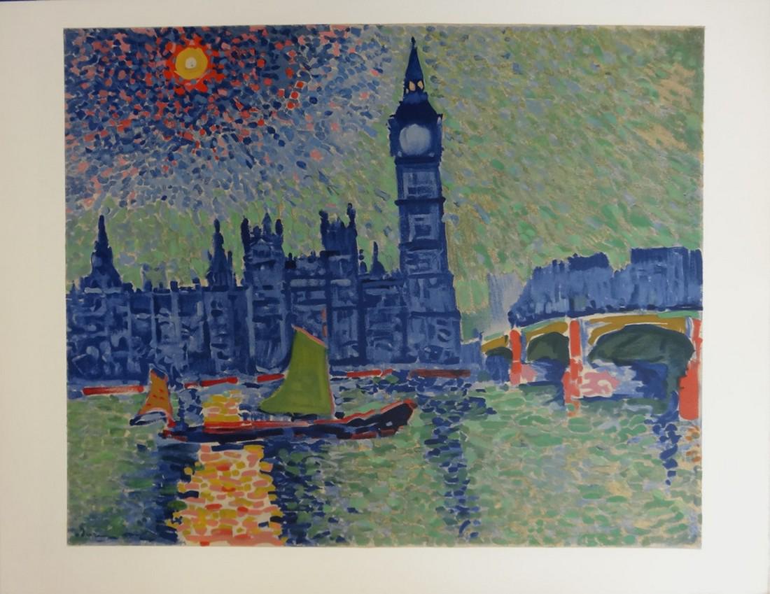 Big Ben, 1906, Lithograph - André Derain: André DERAIN Big Ben Lithograph on vellum Arches paper, after a painting from 1906. Signed in the plate. 50 x 65 cm / 19.7 x 25.6 in Printed in the Mourlot workshop in 1972, in a series dedicated to