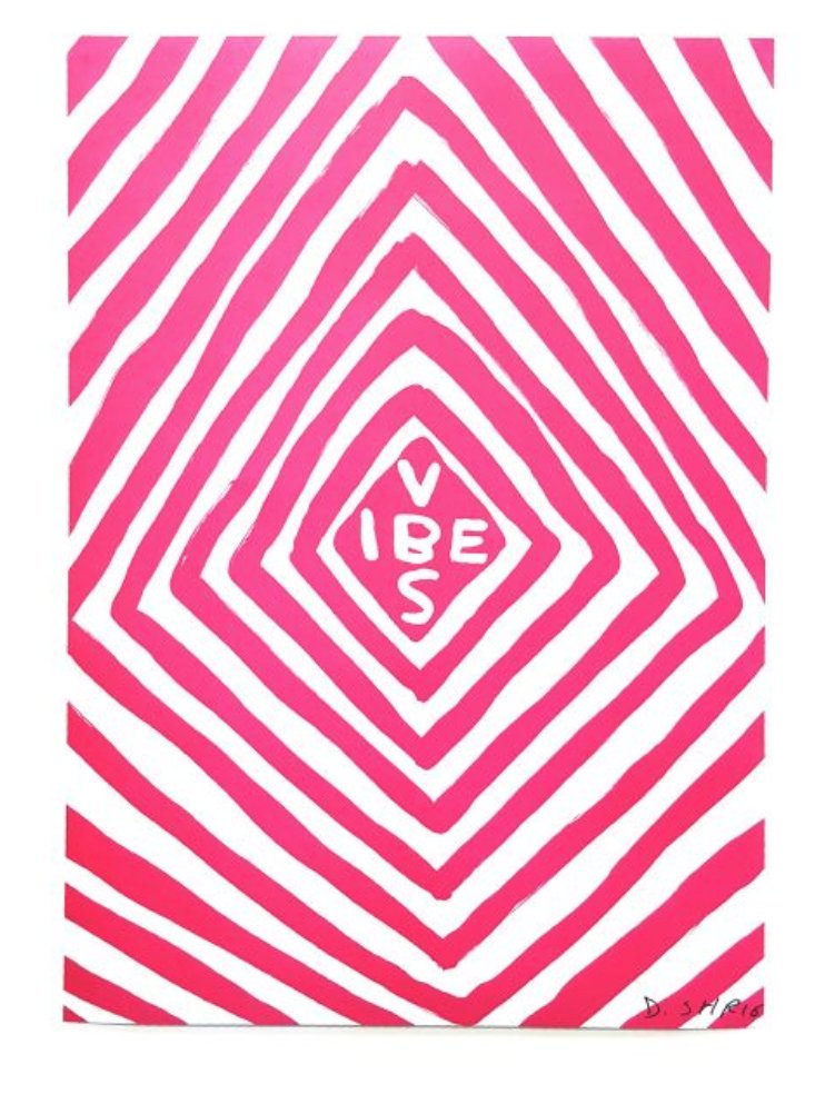 Vibes - Wrapping paper - David Shrigley: 2018 This is one piece from a sold out limited edition run of 250 pieces of signed wrapping paper by street artist David Shrigley. Mint condition. Measures 70cm x 50cm.