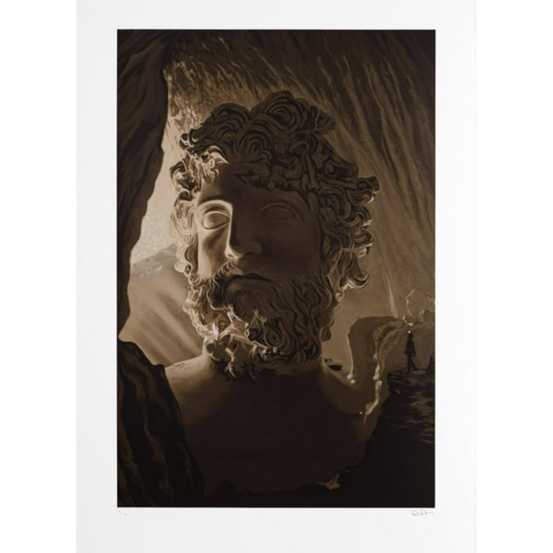 Daniel Arsham - TROPICAL CAVE OF ZEUS: 2021. Sepia chiaroscuro technique over 28 individual silkscreens on 100% archival cotton paper. Arsham studio. Limited edition of 199. 121 x 144 cm / 47.6 x 56.6 in