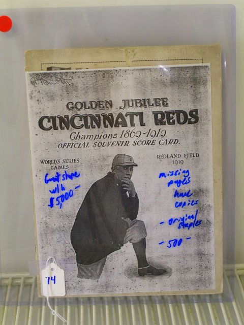Sox/Reds World Series Program 1919: Sox/Reds World Series Program 1919 There are some missing pages that have photocopies included. Program has original staples. Coverpage is a photocopy.