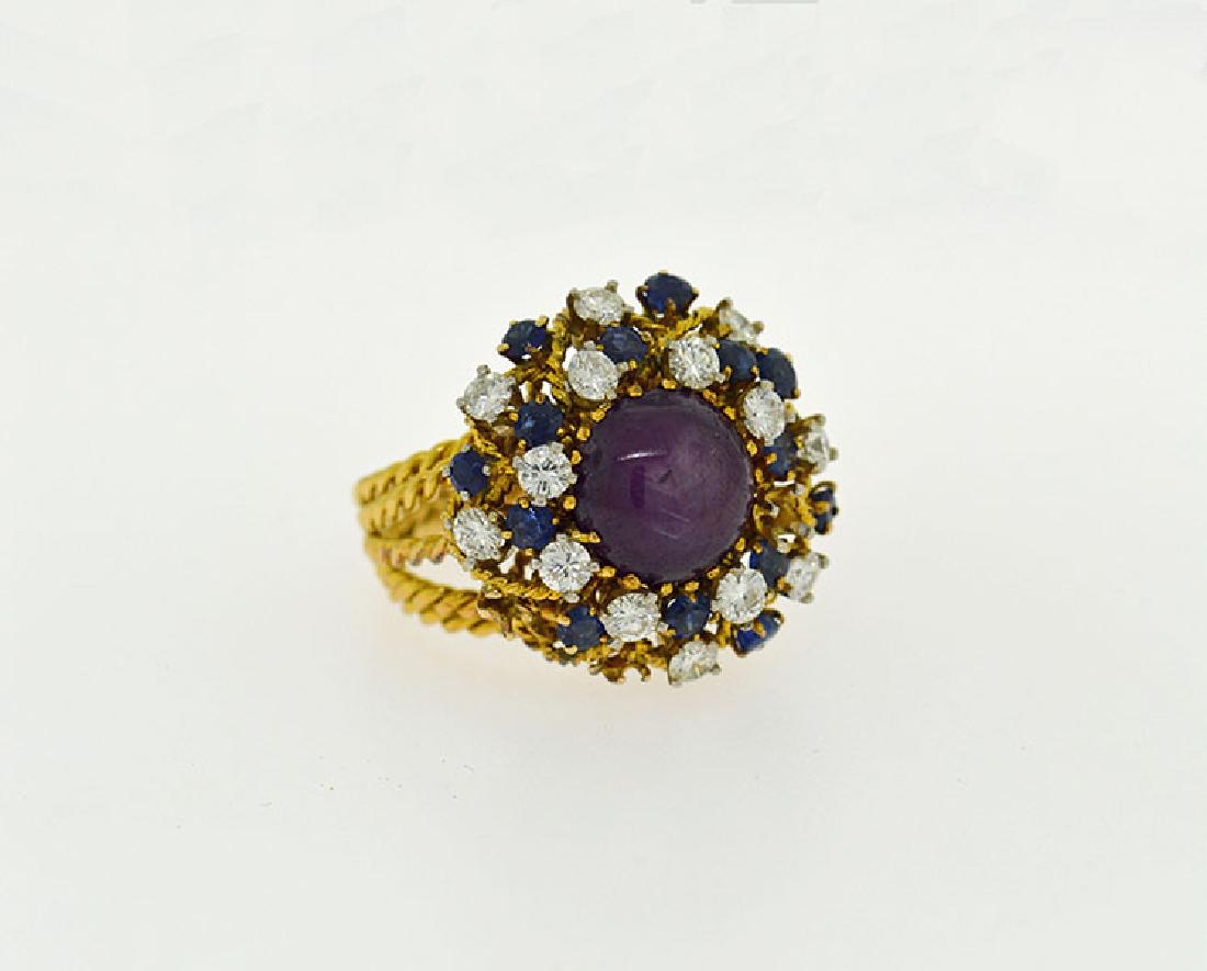 Vintage Star Ruby, Diamond & Sapphire Ring (1 of 4)