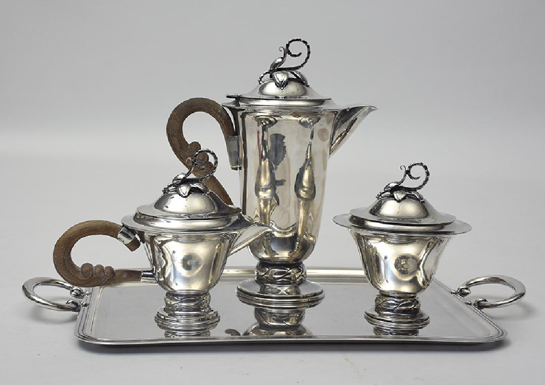Three piece Mexican silver tea service "Lafayette" (1 of 4)