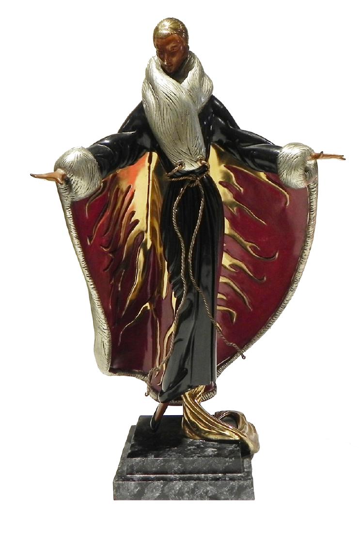 Cold-painted bronze sculpture by Erté titled “Faubourg (1 of 3)