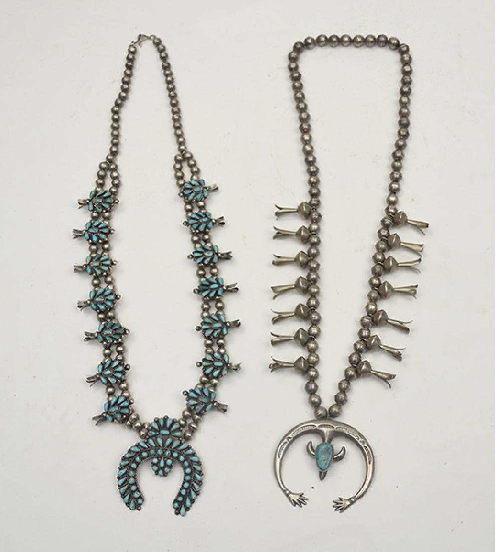 Two Native American (Indian) squash blossom necklaces (1 of 3)