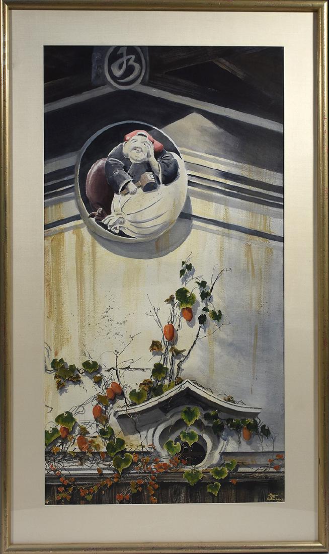 Brian Williams (Am. b. 1950) watercolor on paper,: Brian Williams (Am. b. 1950) watercolor on paper, “Diadodan Autumn”, with Bonfoey Galleries label. 49 5/8”H. x 26.5”W. framed and matted.