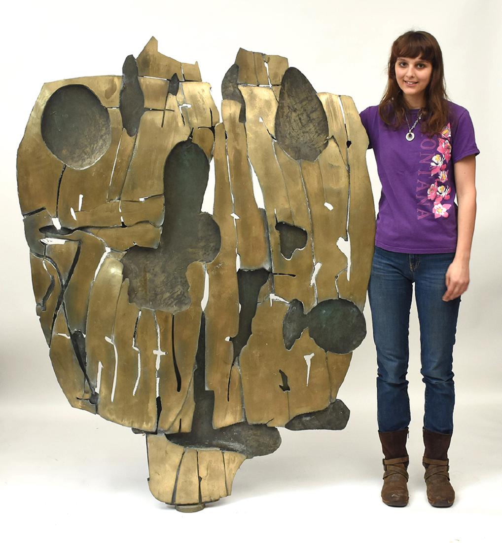 Pietro Consagra welded bronze Brutalist sculpture: Important welded bronze Brutalist sculpture signed Â“Consagra 66Â”, (Pietro Consagra, Italian 1920-2005) Raley Estate 70Â”H. x 66Â”W.