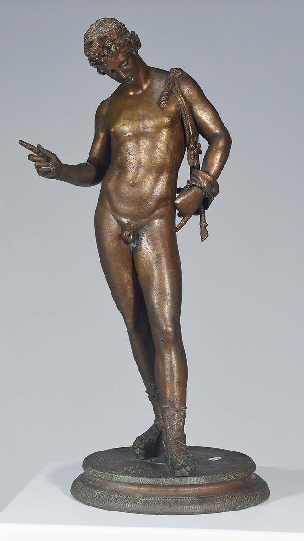 Italian Grand Tour bronze of Classical male figure: Italian Grand Tour bronze of Classical male figure Chiurazzi Naples foundry, 24”