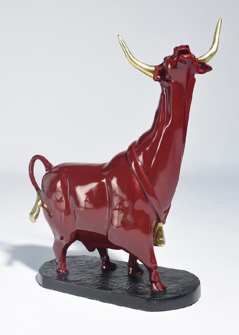 Bronze, “Ferdinand the Bull” in red patina: Bronze, “Ferdinand the Bull” in red patina. Artist signed illegibly and dated 2006, 23.5”H. x 15”W.