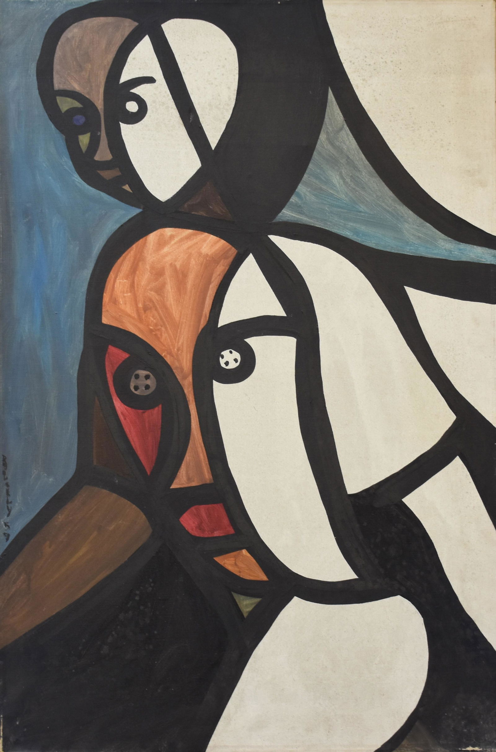 Roland Dorcely signed oil on canvas, double portrait 59 (1 of 6)