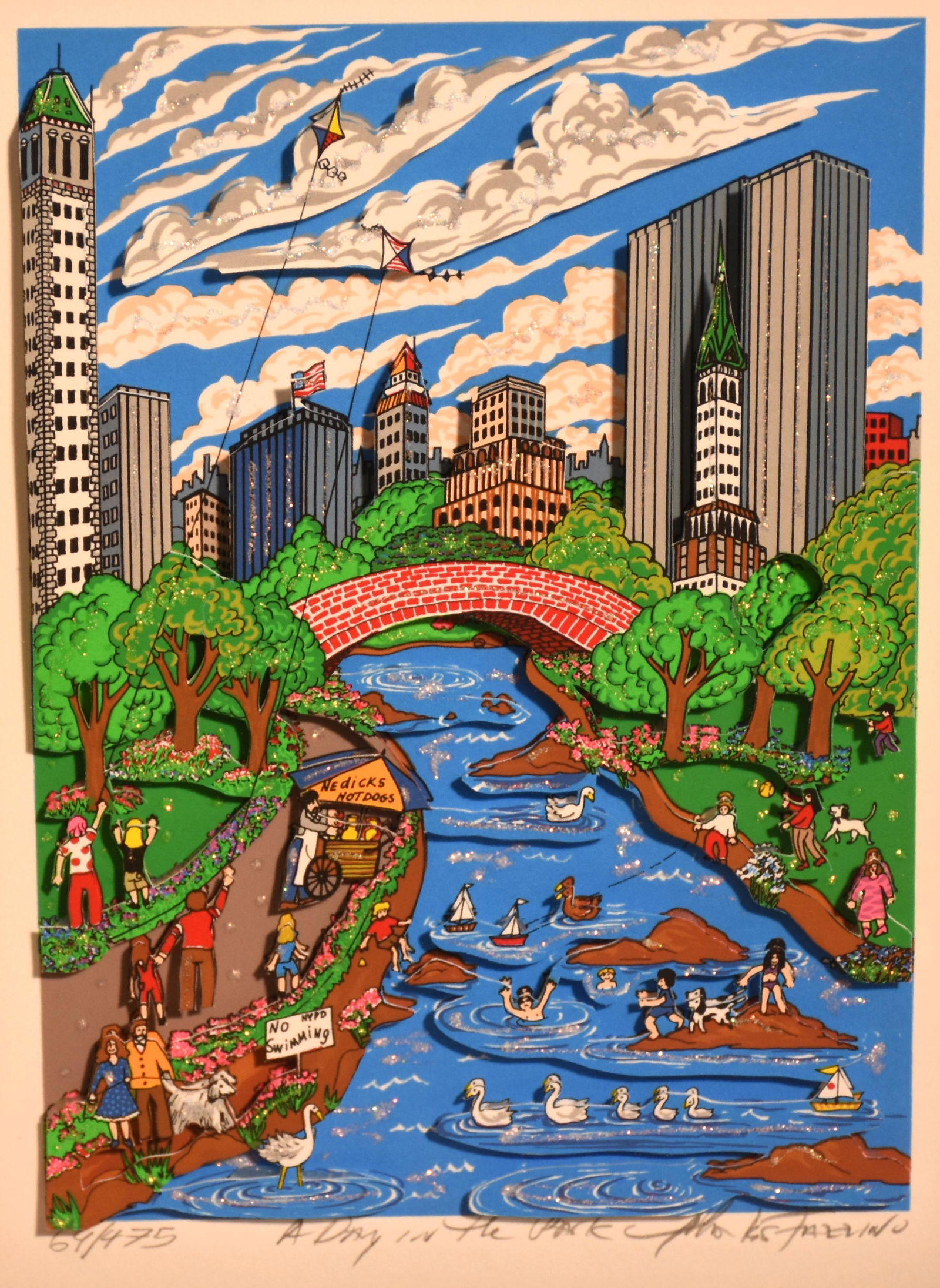 Charles Fazzino 3-D pop art mixed media, pencil signed (1 of 4)