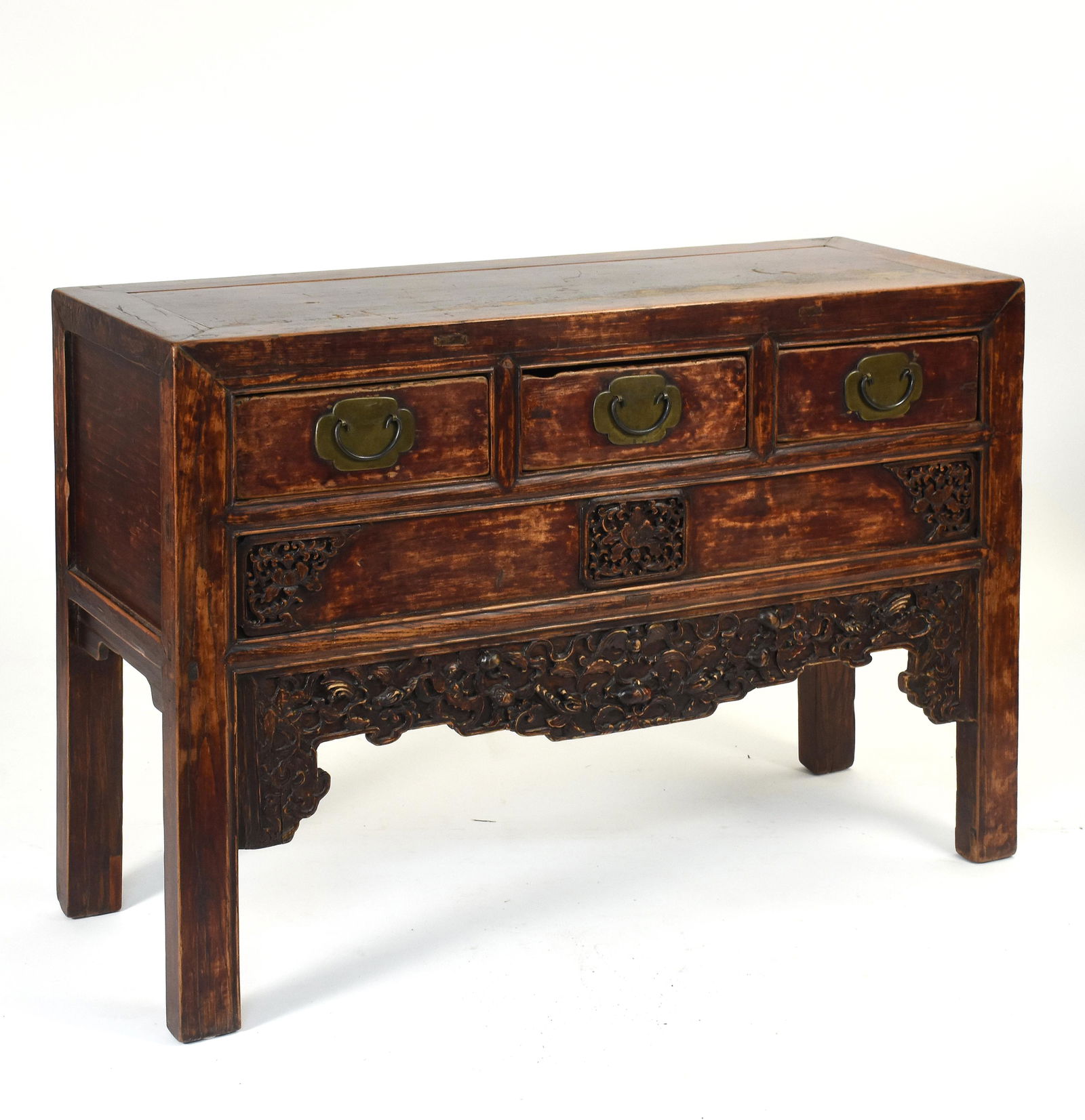 Carved Asian cabinet with three drawers (1 of 5)