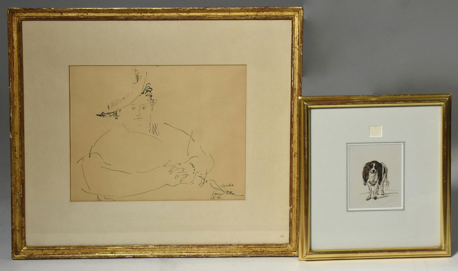 Two ink drawings by Xavier de Callatay & Horace Vernet (1 of 8)