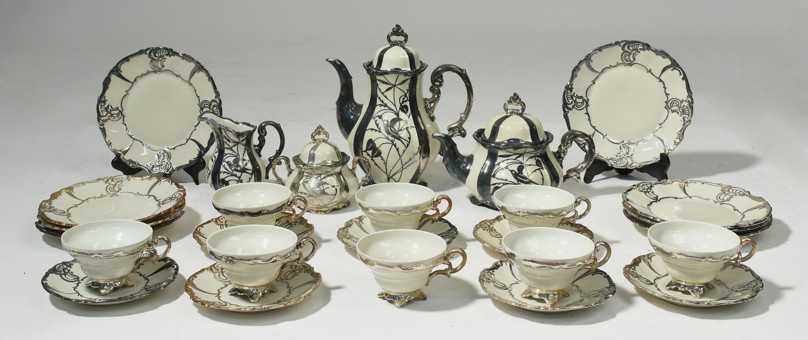 Hertel-Jacob Bavaria silver overlay tea set (1 of 6)