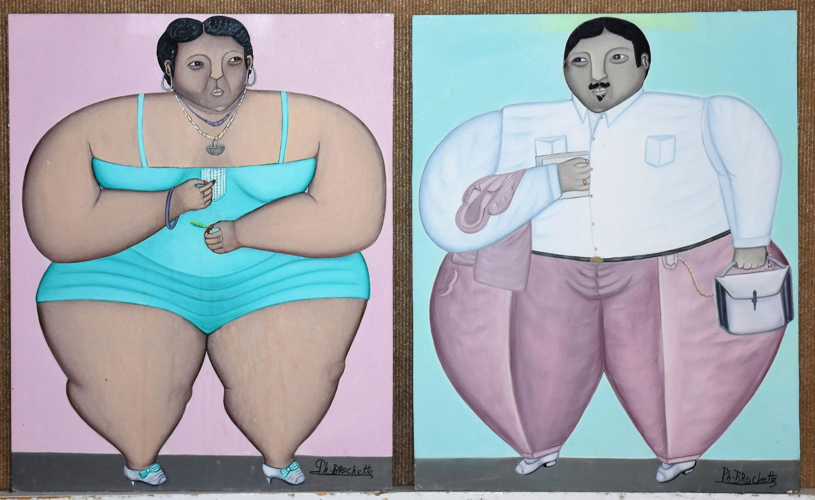 2 oils on masonite, signed Ph. Bruchette (1 of 4)