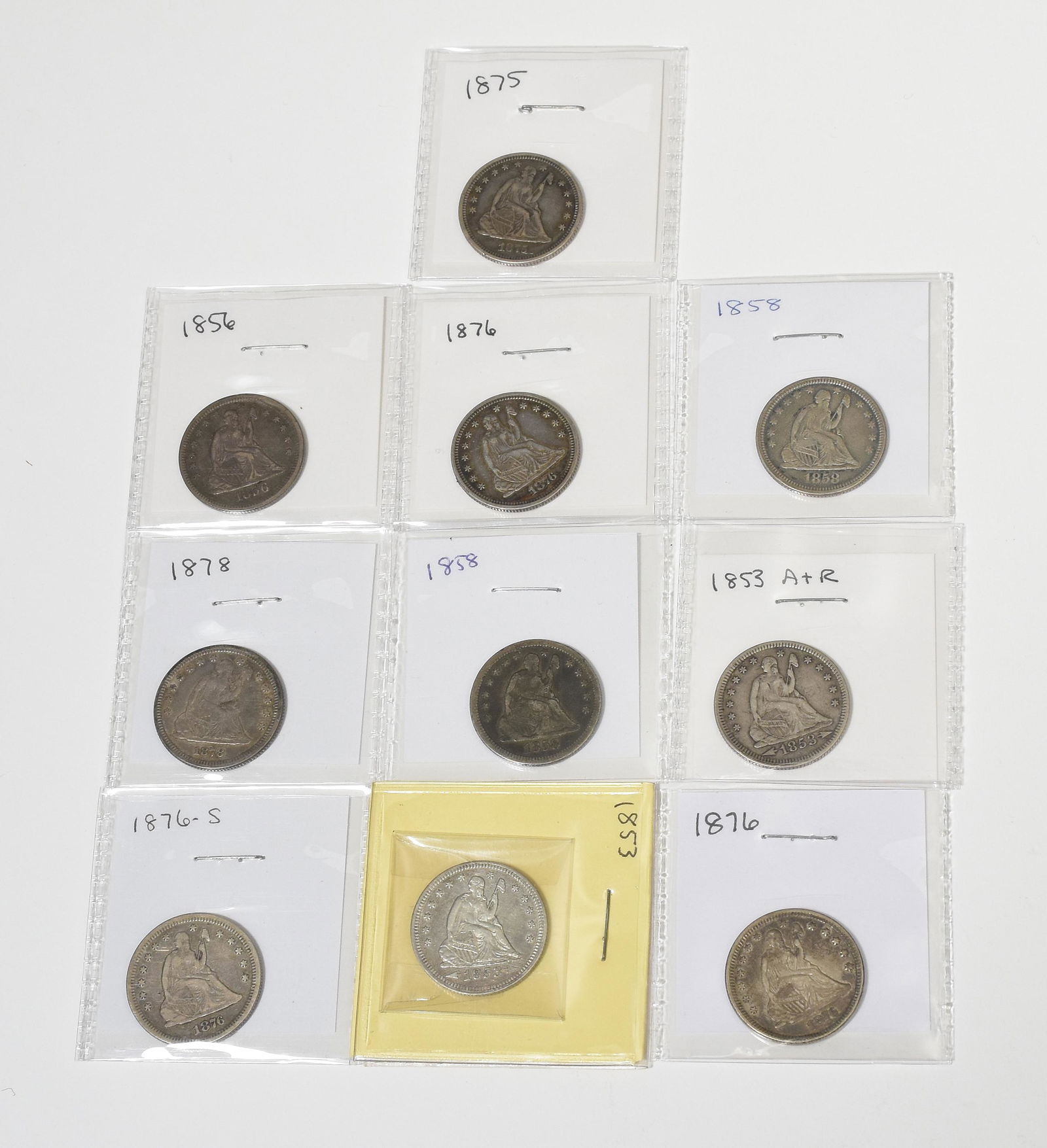 10 Seated Liberty quarters (1 of 3)