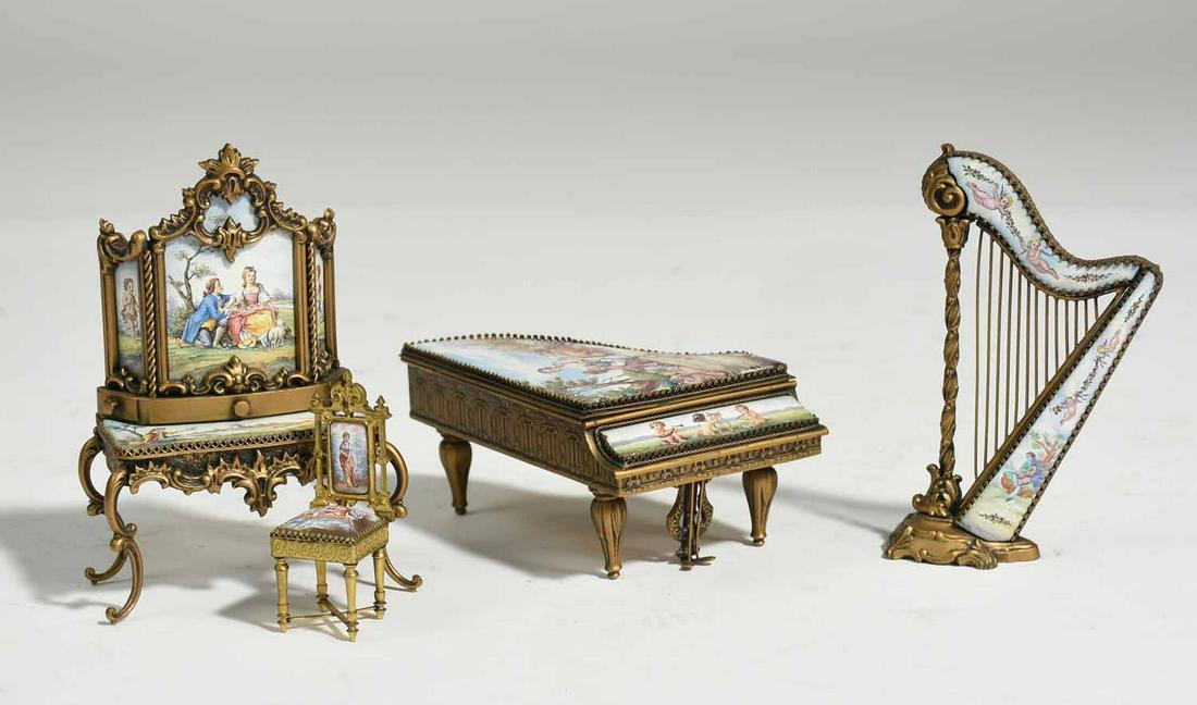 Four Miniature Austrian Bronze and Enamels (1 of 10)
