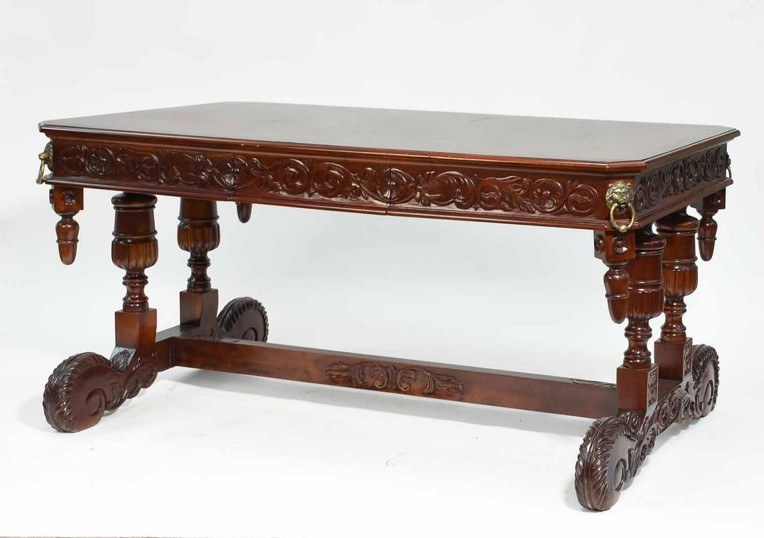 Carved Mahogany Library Table (1 of 7)