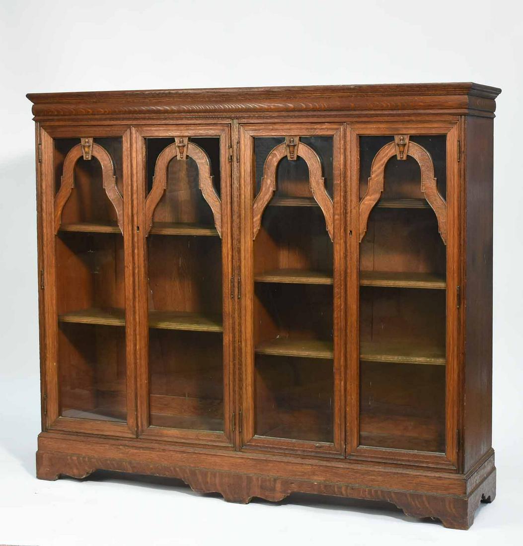 Victorian Four-Door Oak Bookcase (1 of 7)