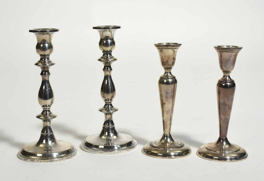 Two Pairs of Sterling Candlesticks Including Cartier (1 of 6)
