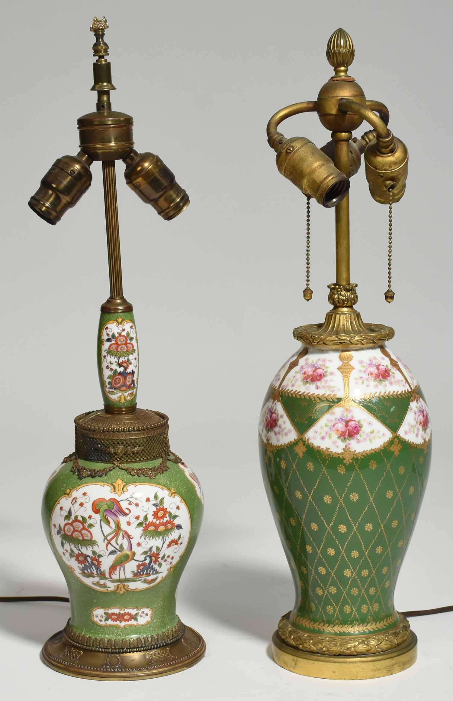 Two Green Porcelain and Bronze Table Lamps (1 of 10)