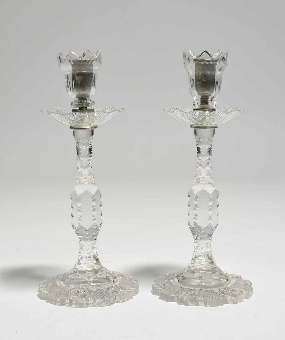 Pair of Antique Cut Glass Candlesticks (1 of 7)