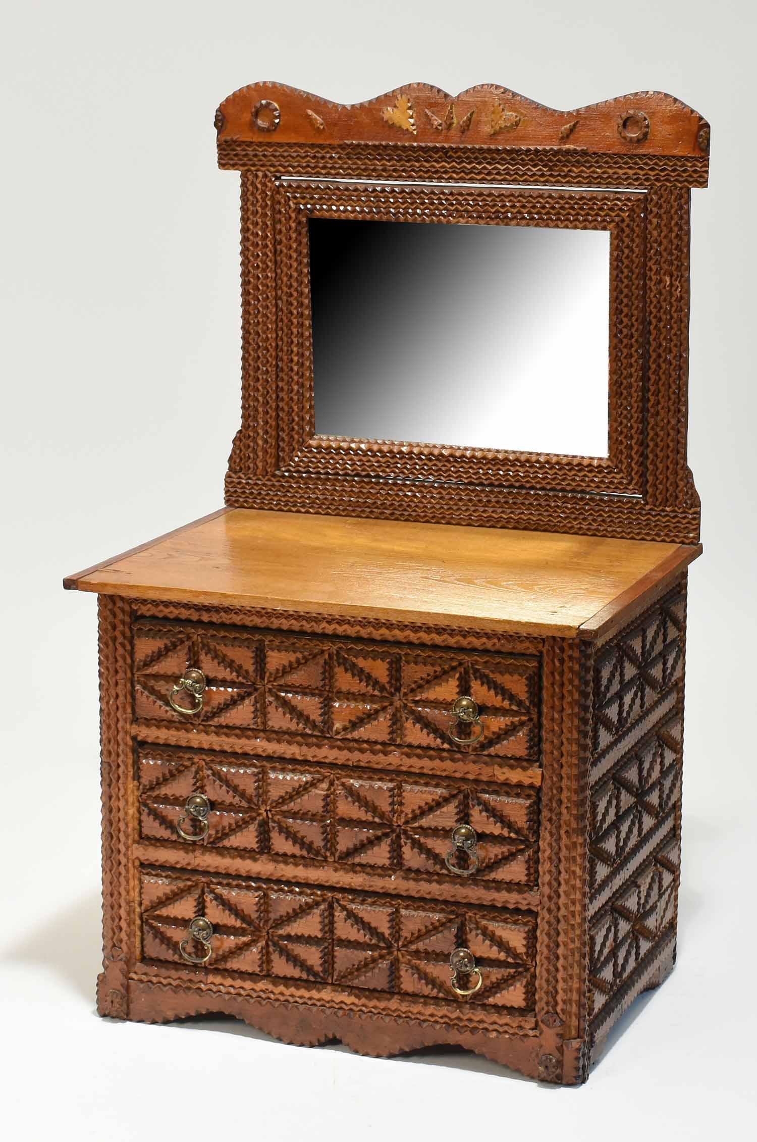 Tramp Art Child’s Chest with Mirror (1 of 6)