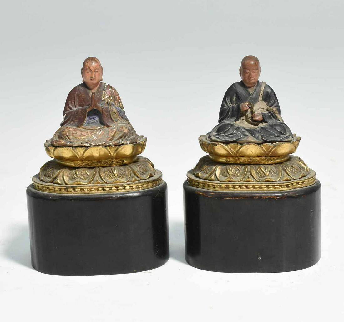 Two Chinese Carved Wooden Buddhas (1 of 8)
