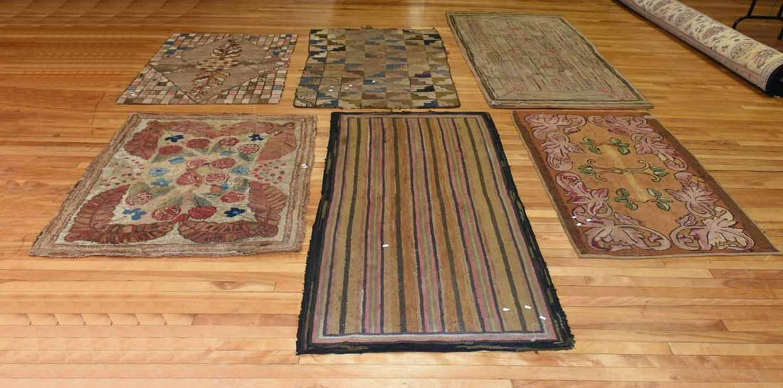Six Antique Hooked Rugs (1 of 8)