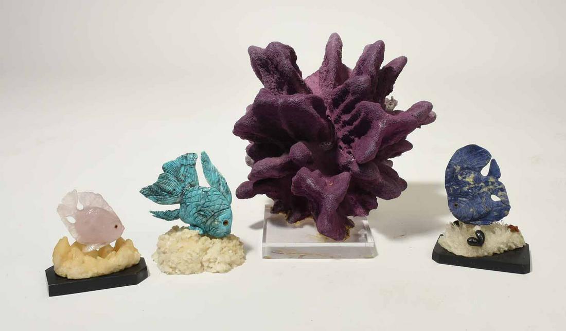 Three Carved Fish Sculptures & Purple Coral (1 of 9)