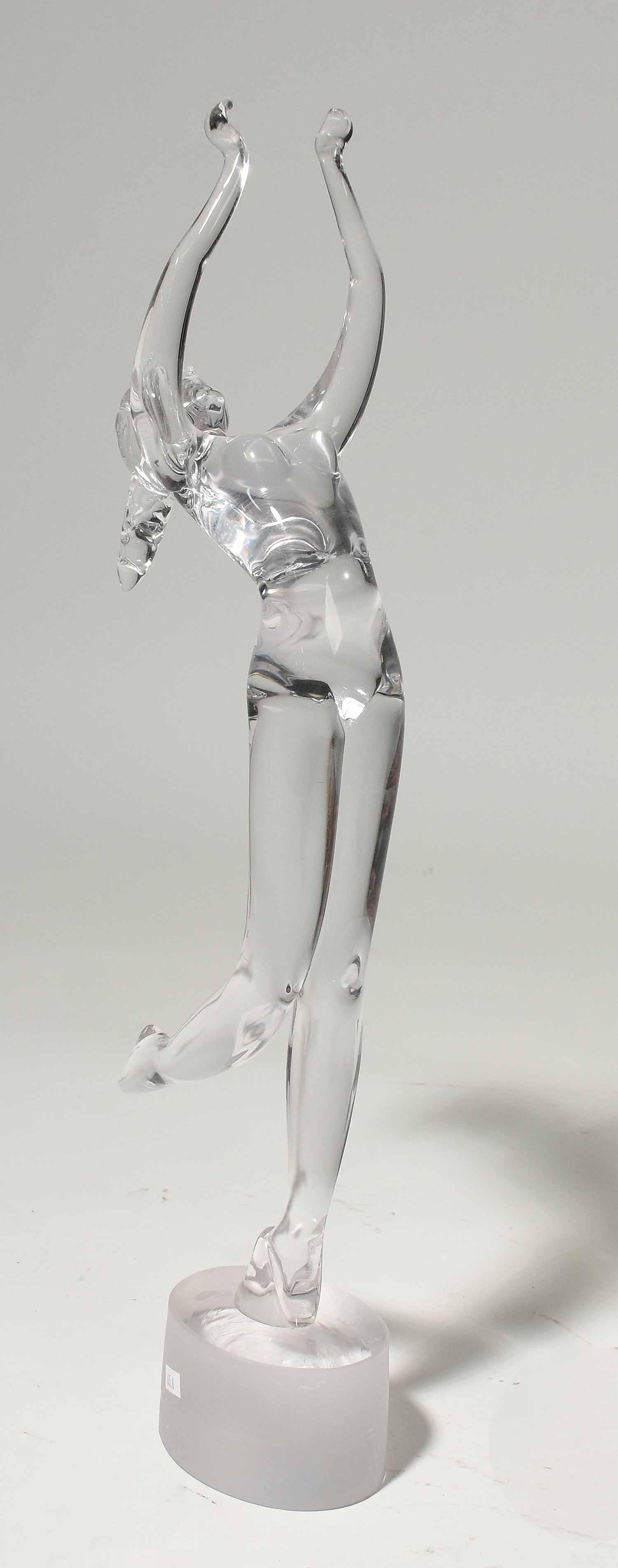Pauly Venetian Glass Sculpture: Pauly Venetian glass sculpture, woman with outstretched arms, signed and dated ‘89 on base, 24"H.