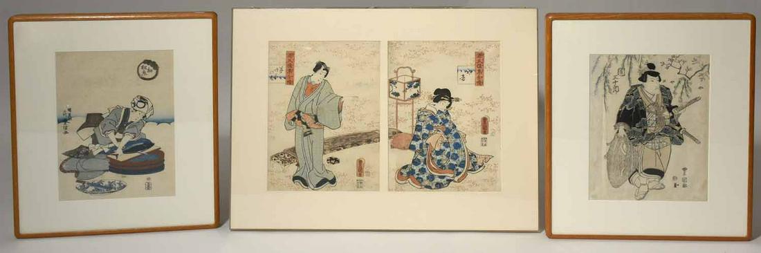 Three Japanese Woodblock Prints (1 of 11)
