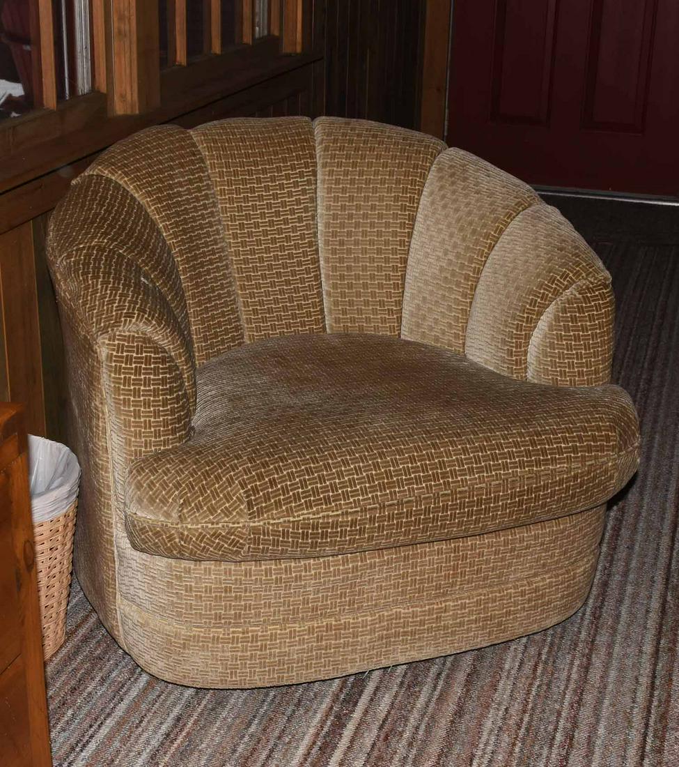 Upholstered Swivel Chair: Upholstered Deco style swiveling arm chair