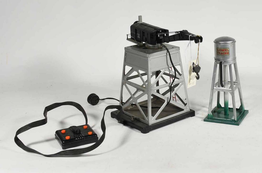 Lionel 182 Magnetic Crane with control, 93 Water Tank: Lionel 182 Magnetic Crane with control, 93 Water Tank, repainted base