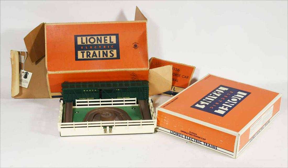 Lionel 9224 Operating Horse Car 3356 Horse Car & Corral: Lionel 9224 Operating Horse Car 3356 Horse Car & Corral, original boxes